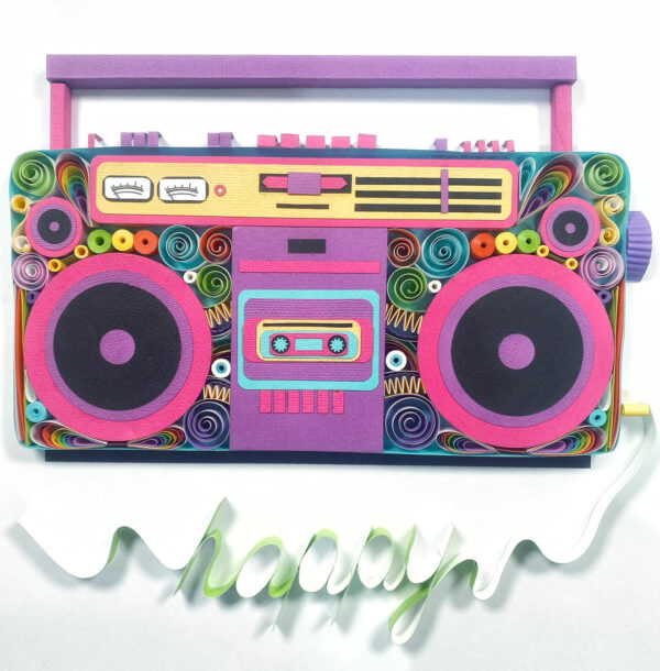 Framed Retro Boombox Paper Quill