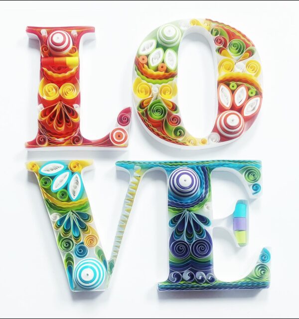 'Love' Typography Paper Art